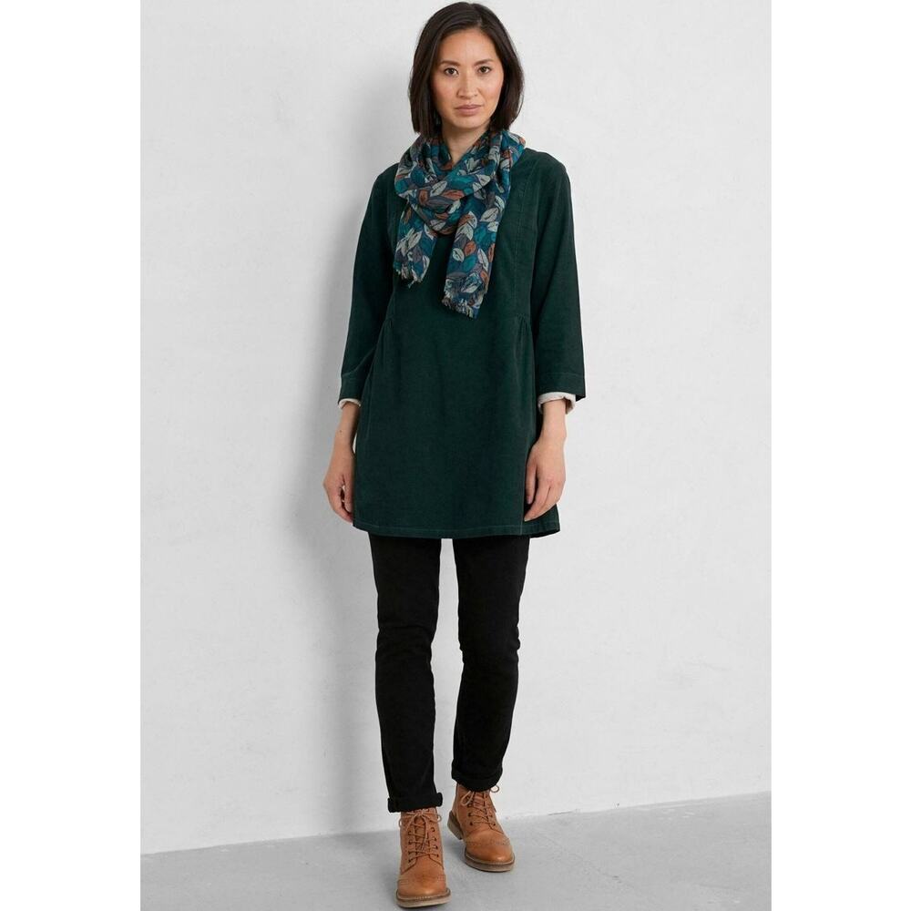Seasalt Cornwall Tunic Cotton Corduroy Pine Green 3/4 Sleeves US 12 Cottagecore - Picture 11 of 11